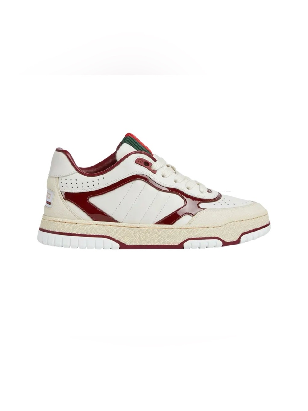 Gucci White and Burgundy Low-Top Sneakers